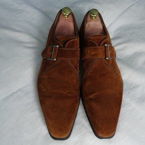 Magnanni Suede Monk Straps in Brown